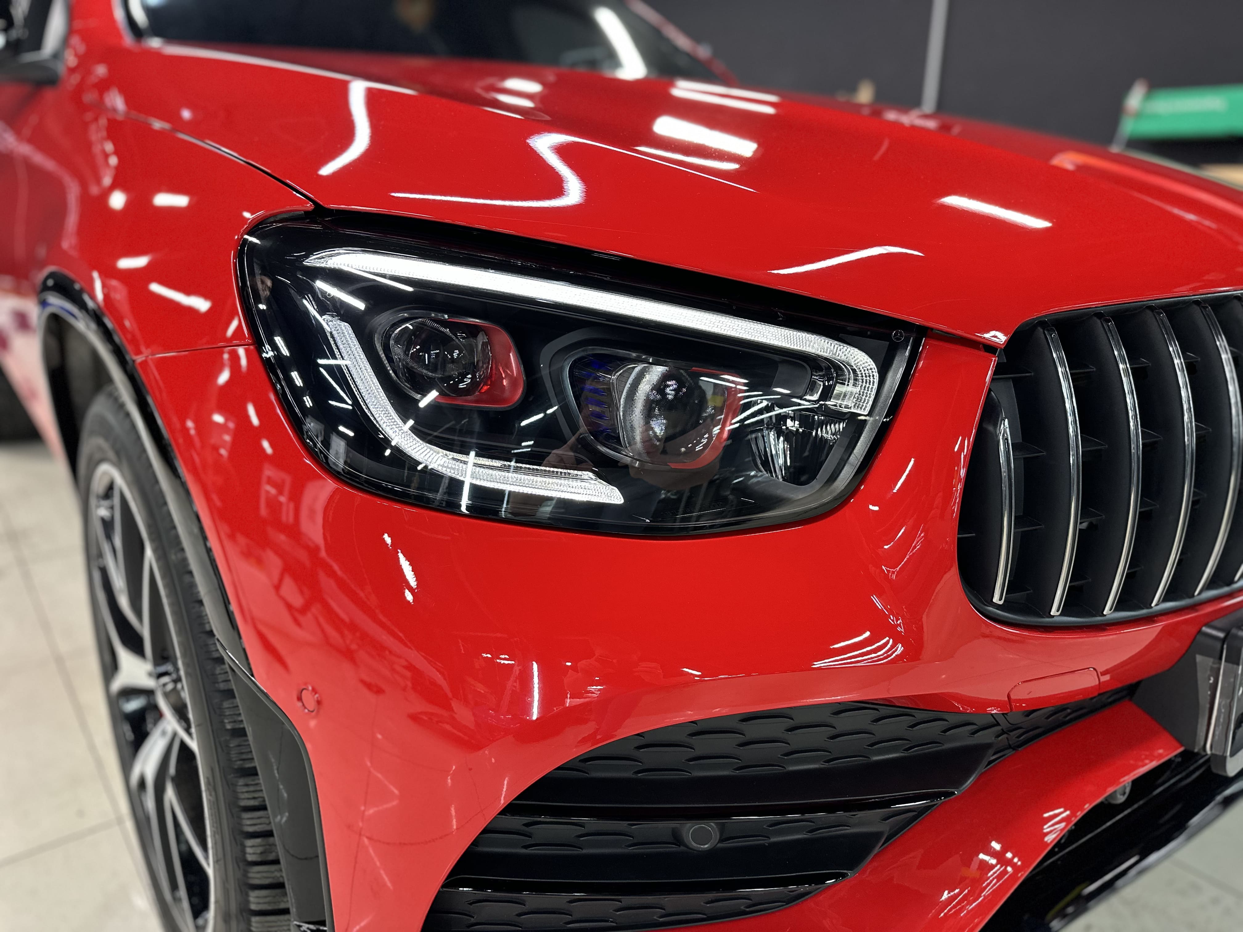 Авторский дизайн окрас масок фар Mercedes GLC