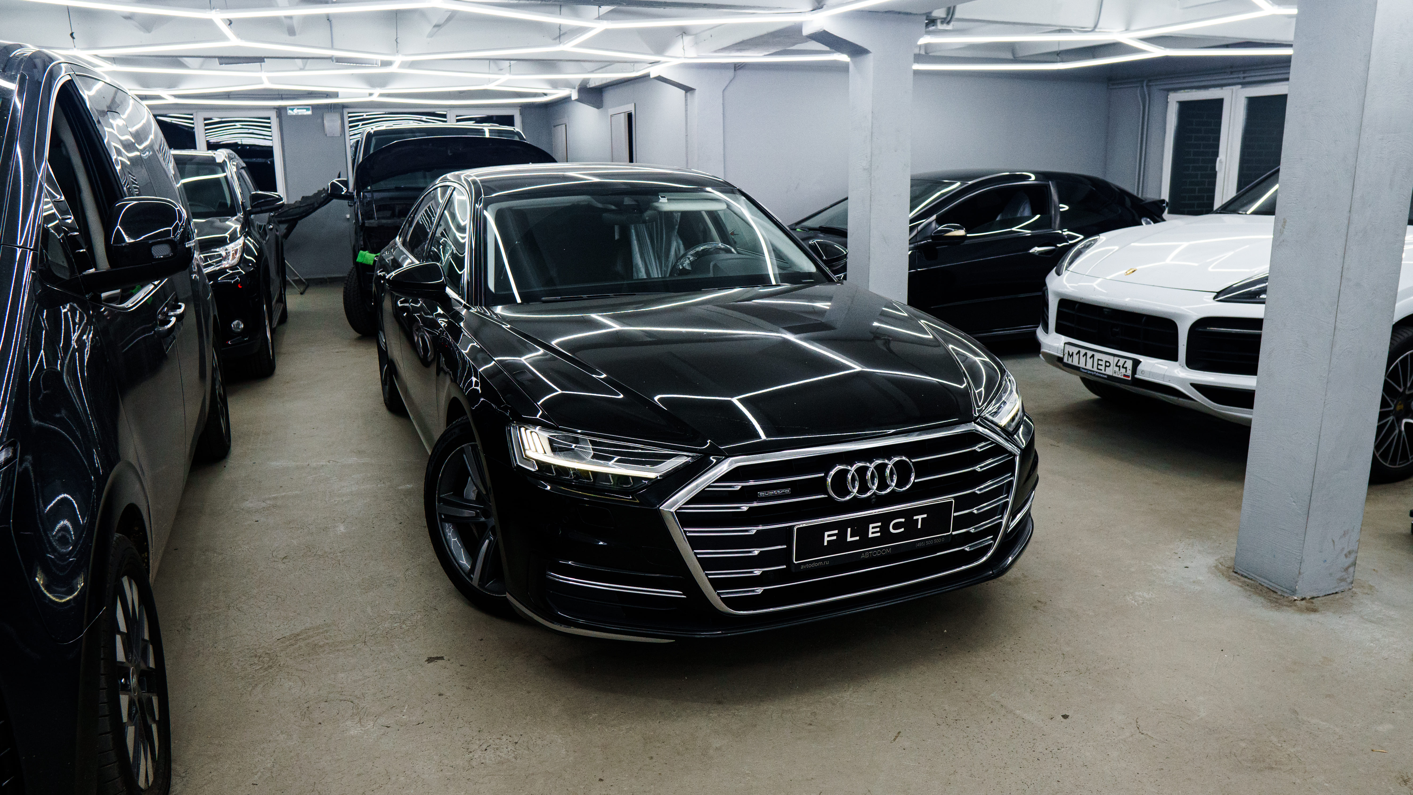 Замена стекла, оклейка фар пленкой AUDI A8 — фото 